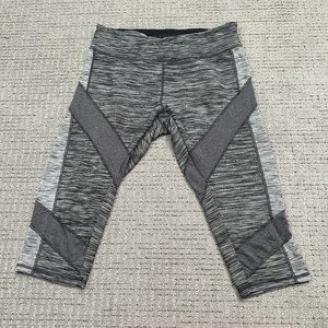 SOYBU Leggings Womens Crop Pull On Hidden Pocket Stripe Gray M